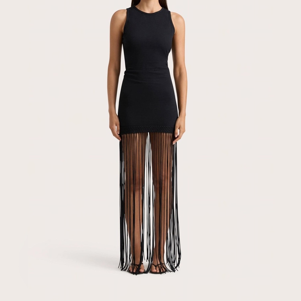 Faithfull Maceio Fringed Dress Black